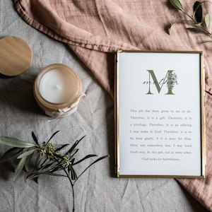 Mother’s Day Print, This job has been given to me, Elisabeth Elliot Quote, Digital Print