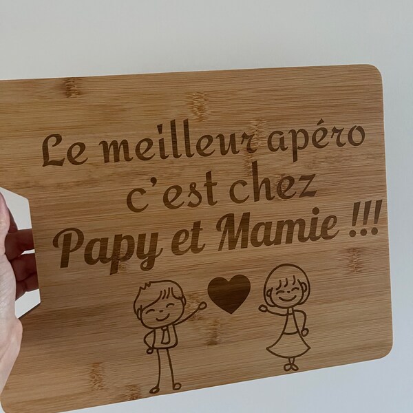 Planche à découper en bambou personnalisable, cadeau, mamie, Noël, famille, amis, anniversaire