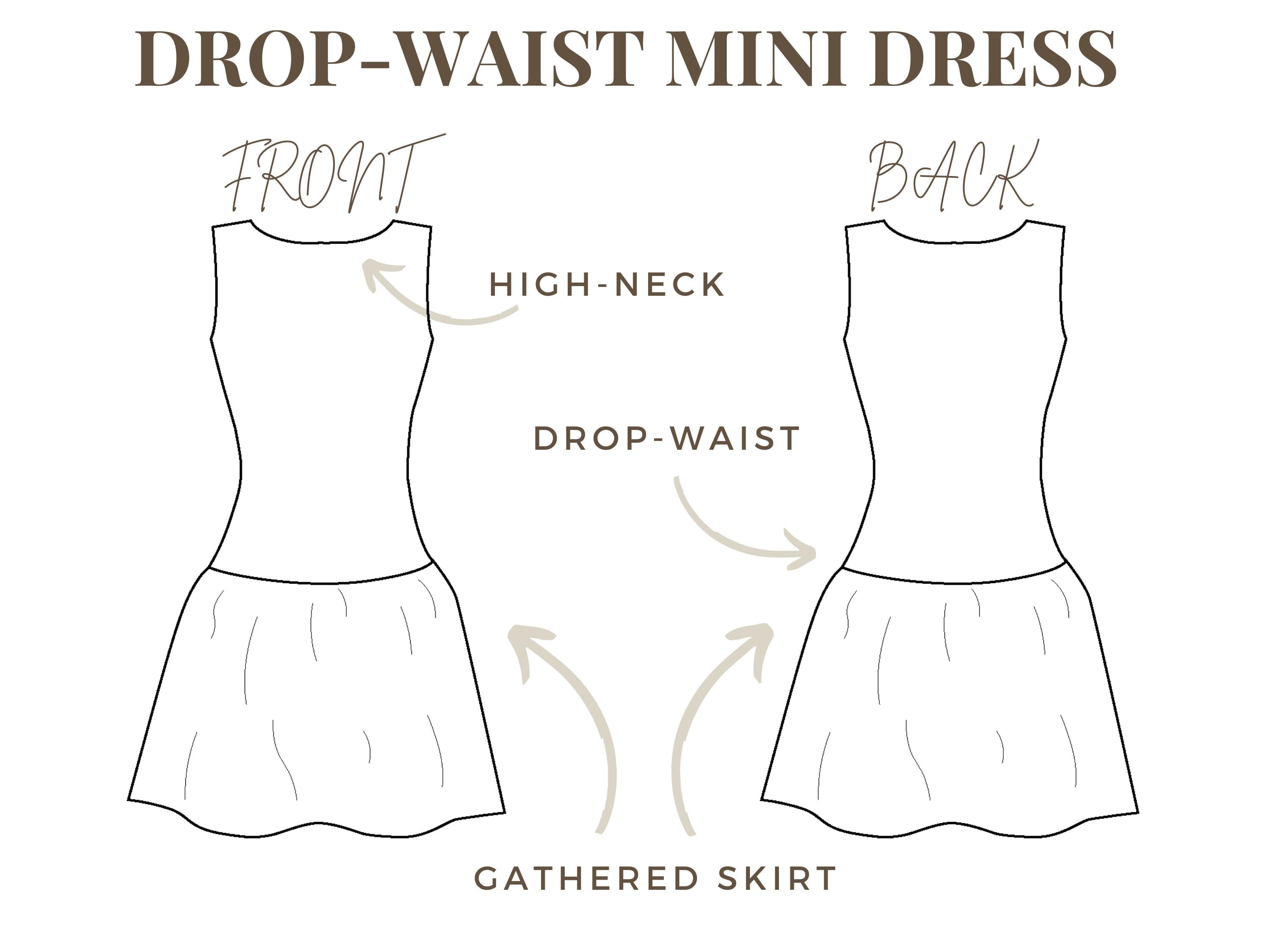drop waist mini dress pattern Ivory Floral Print Drop Waist Sleeveless Mini Dress main image 0