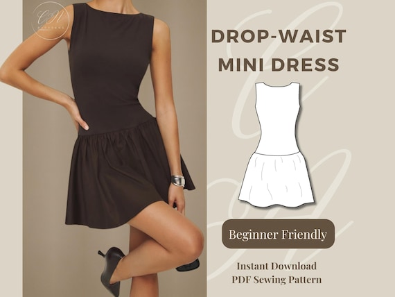 Drop Waist Mini Dress | Easy Sewing Pattern | PDF Pattern | INSTANT DOWNLOAD
