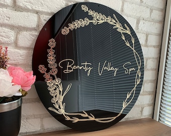 Round Business Logo Sign, Custom Logo, Business Sign for Wall, Acrylic Sign, Custom Sign, Salon Signage, Beauty Logo, Circle Sign