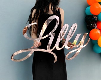 Large Acrylic Mirror, Wall Acrylic Sign, Custom Acrylic Sign, Baby Name Mirror, Acrylic Wedding Sign, Mirror Name Sign, Wall Event