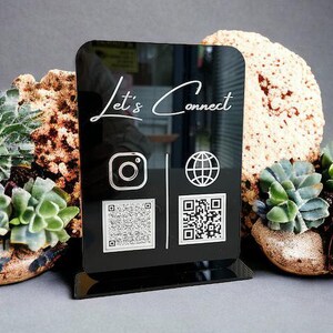 Lets Connect Sign, Social Media Display Sign, QR Code Sign, Instagram ...