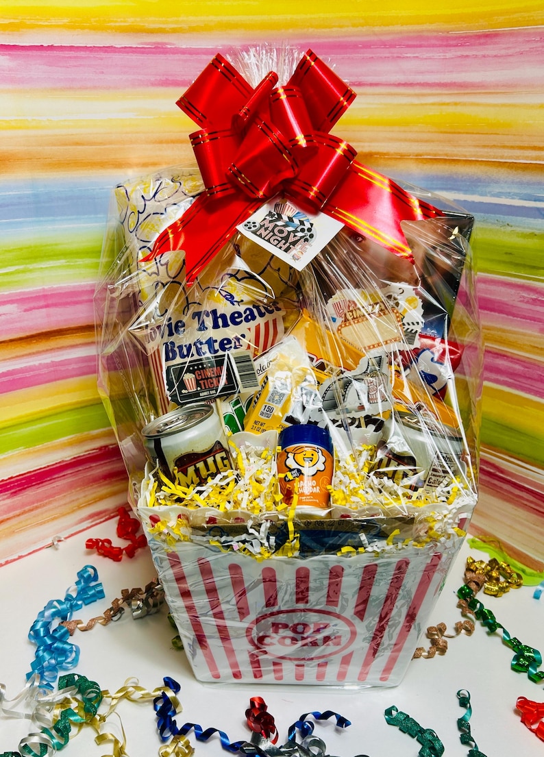 Movie Night Snacks Basket – Gift for Couples, Birthdays, Movie Lovers ...