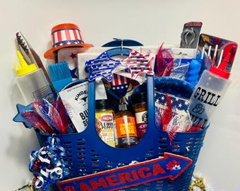 BBQ backyard grilling gift basket-grill utensils- for man, father, grandfather, friend.