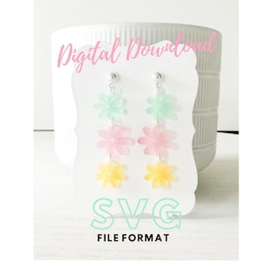 Daisy Flower Earring SVG - Daisy Flower Earring Laser Cut File - Stacked Daisy Earring Digital File
