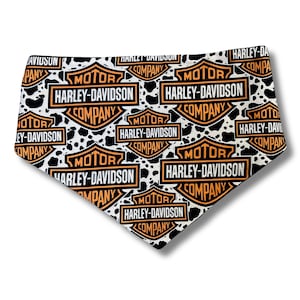Von Harley Davidson inspiriertes Hundehalstuch - Motorrad-Hundezubehör - Biker-Mode - Handgefertigter Haustierschal - Geschenke für Haustiere - Snap On Bandana