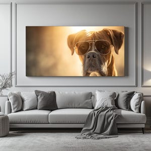 Boxer Dog Canvas wearing sunglasses Gift for Dog Lovers Modern Wall Art Boxer Dog as Unique Home Decor Gift Idea for Pet Owners
