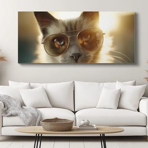 Siamese Cat Canvas wearing sunglasses Gift for Cat Lovers Modern Wall Art Siamese Cat as Unique Home Decor Gift Idea for Pet Owners
