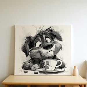 Retrato animado de Rottweiler: dibujo de perro en lienzo, un bonito regalo para mascotas