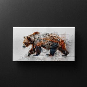 Colorful Drawing of Bear Art Print Gift for Wild Animal Lovers Modern Wall Art Bear Canvas Painting Home Decor Gift Idea for Animal Lovers