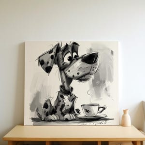 Retrato animado de Doberman Pinsche: dibujo de perro en lienzo, un bonito regalo para mascotas.