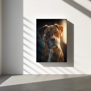 Boxer Dog Canvas wearing sunglasses Gift for Dog Lovers Modern Wall Art Boxer Dog as Unique Home Decor Gift Idea for Pet Owners