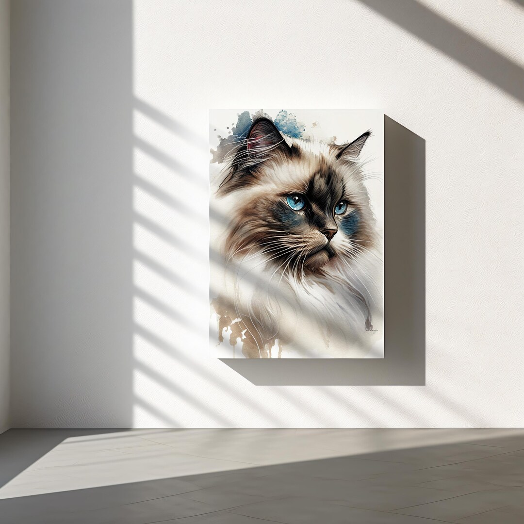 Ragdoll Cat Watercolor Art Print Gift for Cat Lovers Modern Wall Art ...