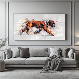 Colorful Drawing of Boxer Art Print Gift for Dog Lovers Modern Wall Art Boxer Canvas Painting as Unique Home Decor Gift Idea for Pet Lovers