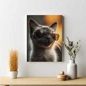 Siamese Cat Canvas wearing sunglasses Gift for Cat Lovers Modern Wall Art Siamese Cat as Unique Home Decor Gift Idea for Pet Owners