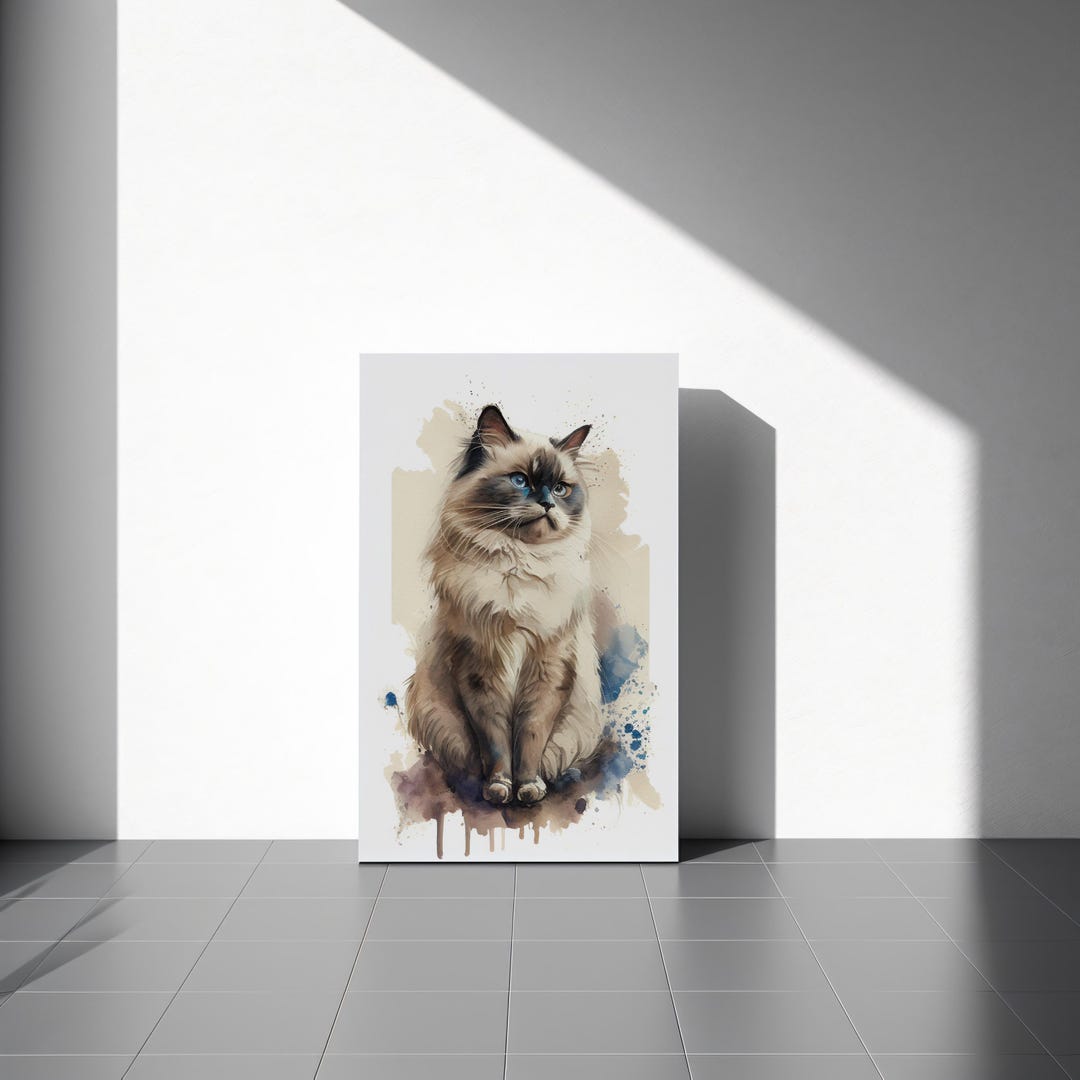 Ragdoll Cat Watercolor Art Print Gift for Cat Lovers Modern Wall Art ...