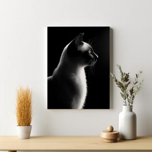 Siamese B&W Wall Art – Cat Canvas Portrait – Modern Home Decor