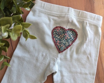 Heart Upcycled Embroidered Baby Pants, Hand-Embroidered, Children's Clothes, Baby Clothes, Unique Baby Shower Gift, Newborn Present