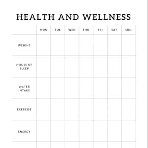 Health & Wellness Tracker *Instant Download*