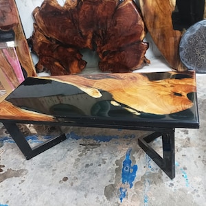 Epoxidharz-Tischplatte, 120 x 45 cm Fertig zur Lieferung Benutzerdefinierter schwarzer Konsolentisch aus Kunstharz Konsole Bar Tischplatten Home Möbel Dekore