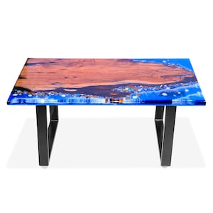 Epoxidharz-Tisch Ozeanblau 48 x 24 Zoll, Versandfertig für Epoxidharz-Massivholz-Kaffee / Mitteltisch Wohnzimmer, Schlafzimmer, Esszimmer