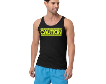 Camiseta sin mangas unisex con estampado de advertencia divertida, de algodón o mezcla de tres tejidos, impresión DTG.