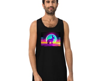 Camiseta sin mangas Rabbit Synthwave para hombre: diseño gráfico retro