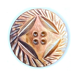 Antique Iridescent Carved Pearl Button, Conventional Design