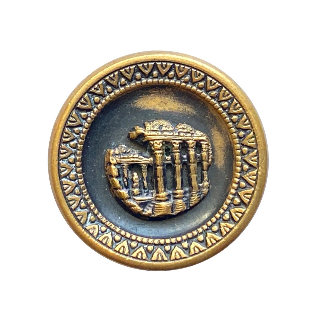 Statue Figure Button Antique Brass Picture Button, Ancient Ruins With Statuary - Etsy