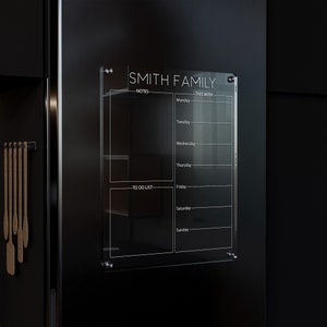 Acrylic Calendar for fridge - Acrylic calendar magnetic - Magnetic Planner - Kitchen Decor - Personalize acrylic Planner