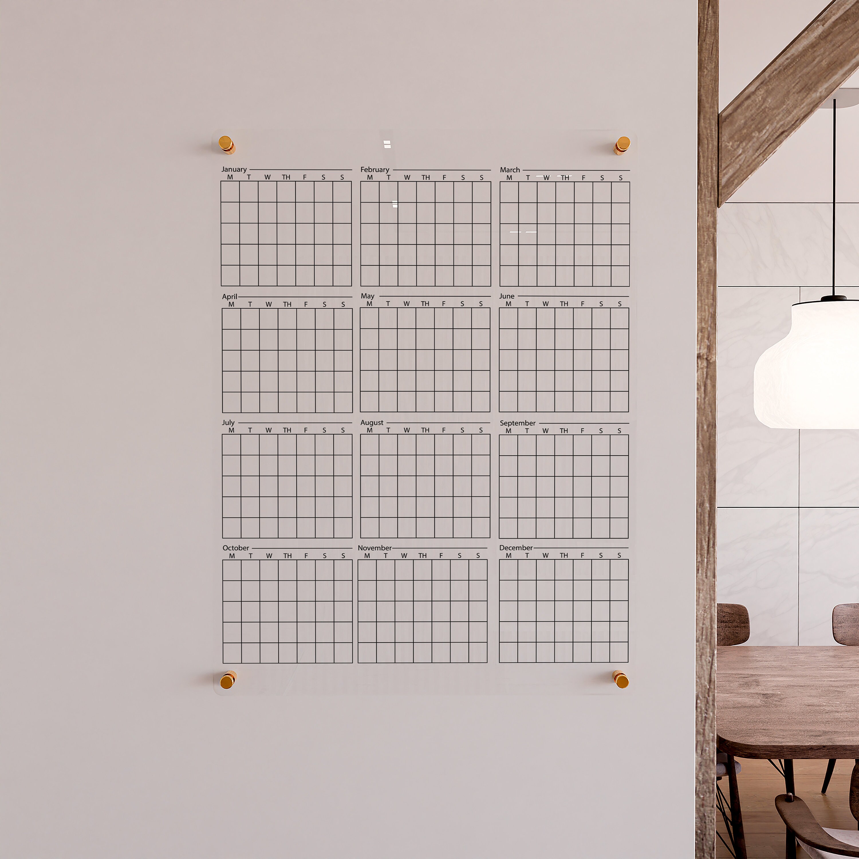 Acrylic Yearly Vertically Calendar 2023 Large Acrylic Wall Planner