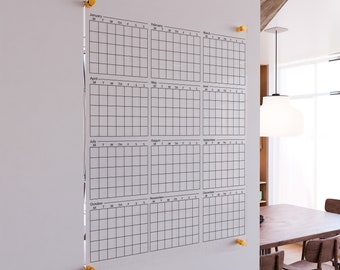 Acrylic Yearly Vertically Calendar 2023 - Large Acrylic Wall Planner - Acrylic Annual Calendar - Transparent - Dry Erase Board
