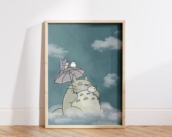 Totoro Art Print, Music in the Sky, Studio Ghibli (Digital Download)