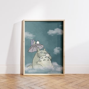 Music in the Sky Print // Totoro Clouds Art Print // Studio Ghibli Downloadable Art // Totoro Art Printable
