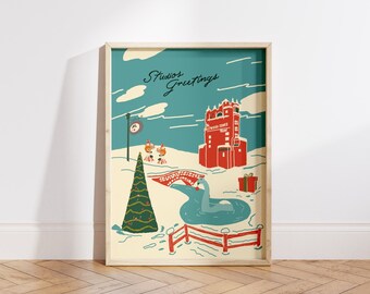 Hollywood Studios Christmas Print, Vintage Inspired Holiday Decor (Digital Download)