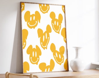 Trippy Mickey Smiley Face Print, Hippie Boho Art (Digital Download)