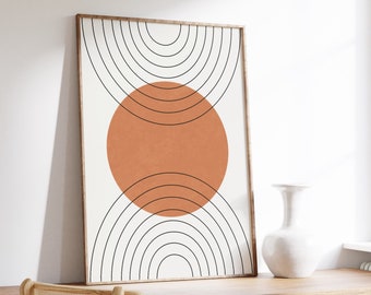 Boho Rainbow Wall Art Print, Geometric Color Block (Digital Download)