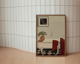 Hand Drawn Bathroom Print, Boho Home Art (Digital Download)