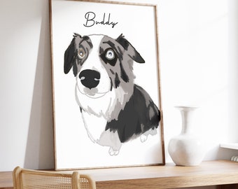Custom Watercolor Pet Portrait, Personalized Pet Art (Digital Download)