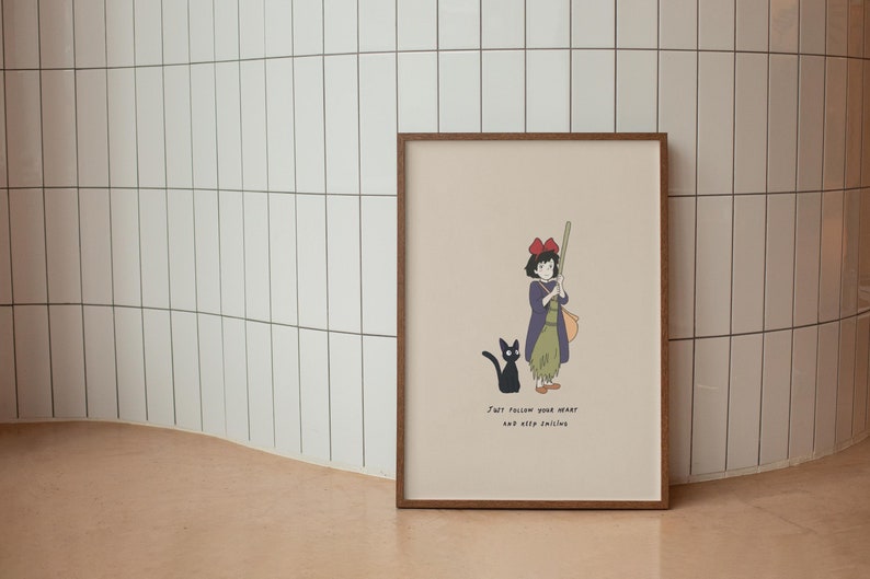 Kiki's Delivery Service Art Print, Studio Ghibli Illustration (Digital Download) image 1