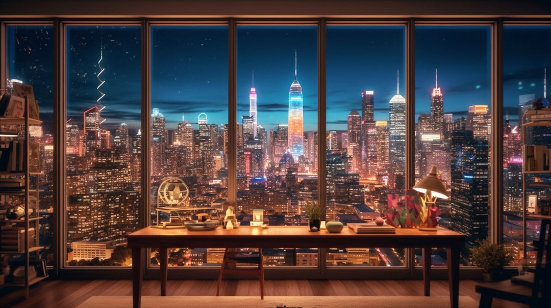 Zoom Virtual Backgrounds Backdrop Home Office City Skyline Home Office