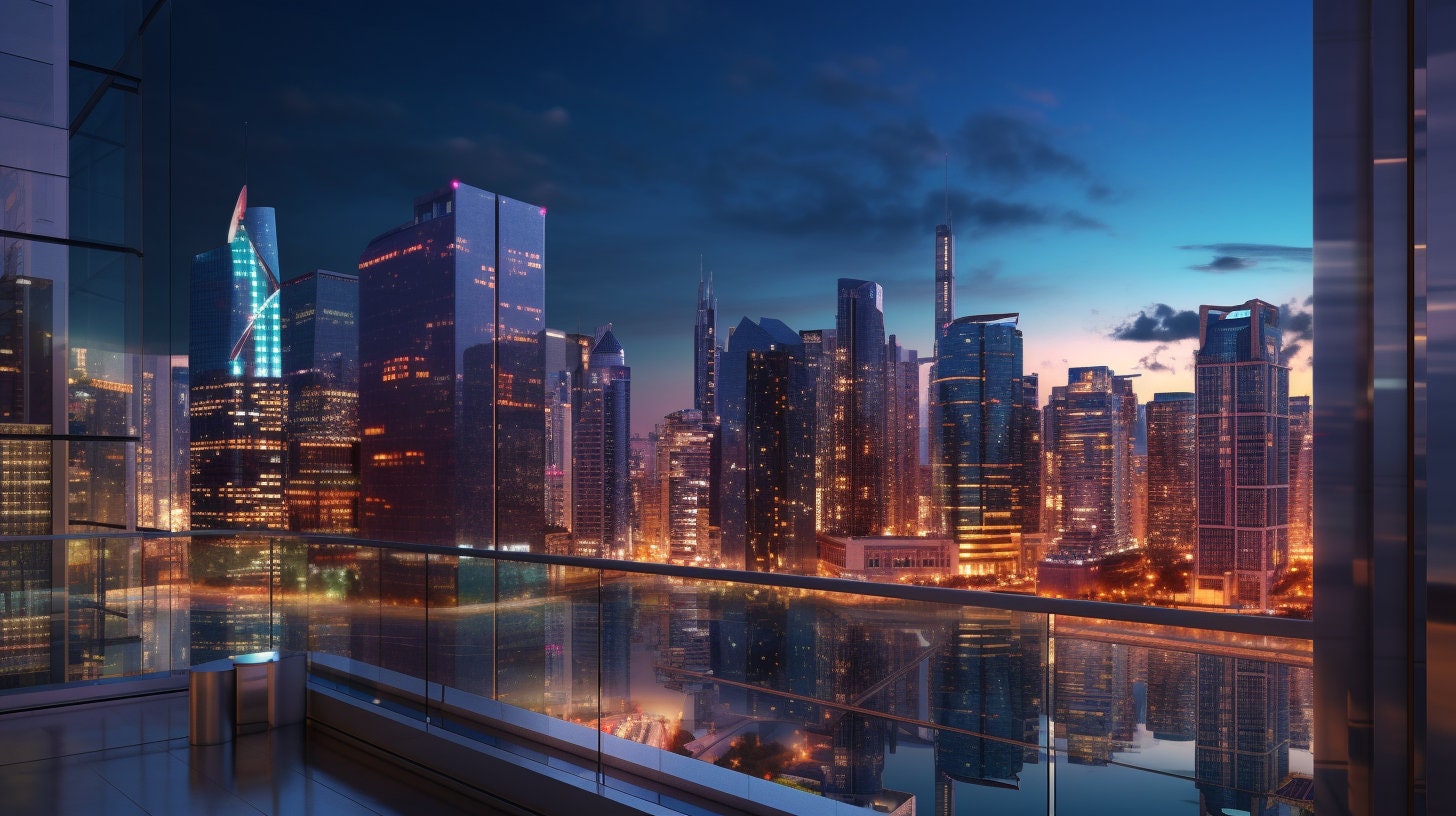 Zoom Virtual Backgrounds Backdrop Home Office City Skyline Home Office