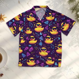Duck Hawaiian Shirt Men Women Youth, Cute Yellow Ducks Hawaiian Shirt Summer Beach Aloha Short Sleeve Button Down, Duck Lovers Gifts