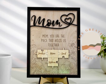 Personalized Mother's Day Puzzle Sign, Mother's Day Gift from Kids Husband, Piece That Holds Us Together Grandma Gift, Gifts For Mom, Nana