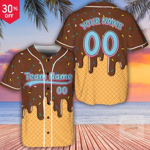 Personalized Ice Cream Drip Baseball, Personalized Baseball Jersey, Custom Baseball Jersey, Ice Cream Drip Shirt, Game Day Outfit