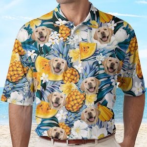 Custom Hawaiian Polo Shirt with Faces, Personalized Hawaiian Shirt for Party, Custom Group Shirt, Face Polo Shirt Man Women, Summer Gifts