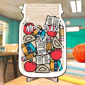 Aangepaste appel- en potloodbeloningpot voor kinderen, leuke schoolbedels, cadeau leraar pot, gedragspot, klasdecor, waardering leraar