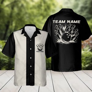 Personalized Name Bowling Hawaii Shirt, Custom Retro Bowling Button Shirt, Gift for Bowling Team, Bowling Players Outfit,Bowling Lovers Gift