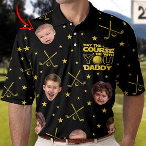 Custom Face Kids Photo Polo Shirt, Custom Best Papa By Par Polo Shirt For Dad, Father&#39;s Day Gift For Dad, Father, Golf Player Gift